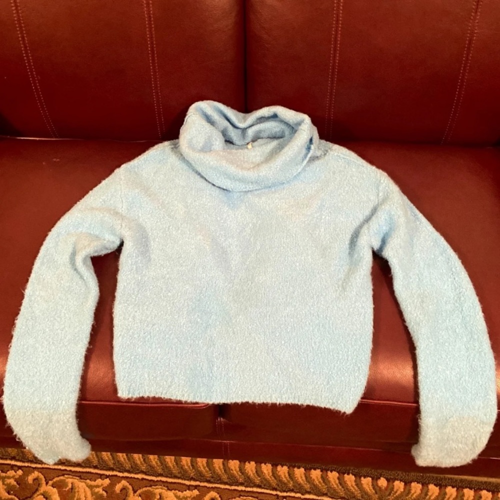 SOLD Free People Blue Turtleneck Sweater - Picture 1 of 2